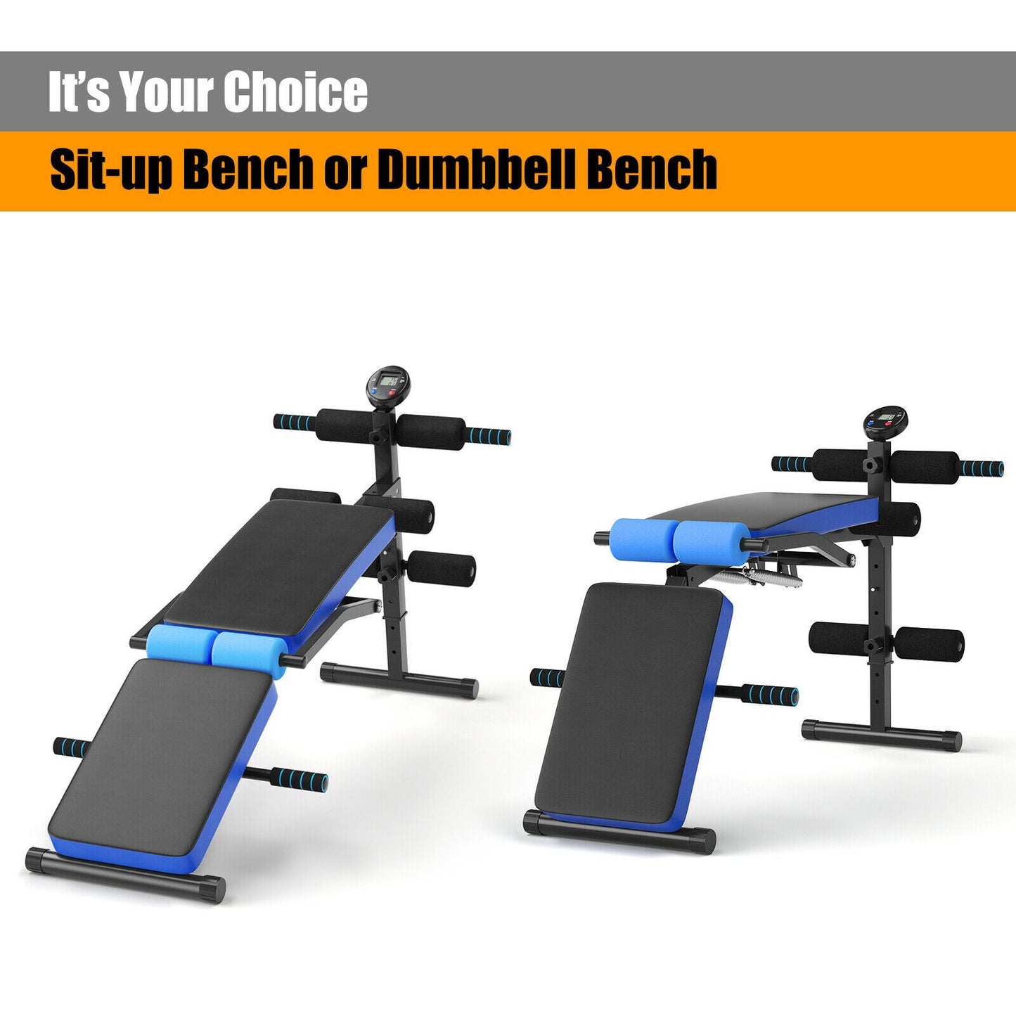 Multi Workout Weight Bench, Foldable, Adjustable with LCD